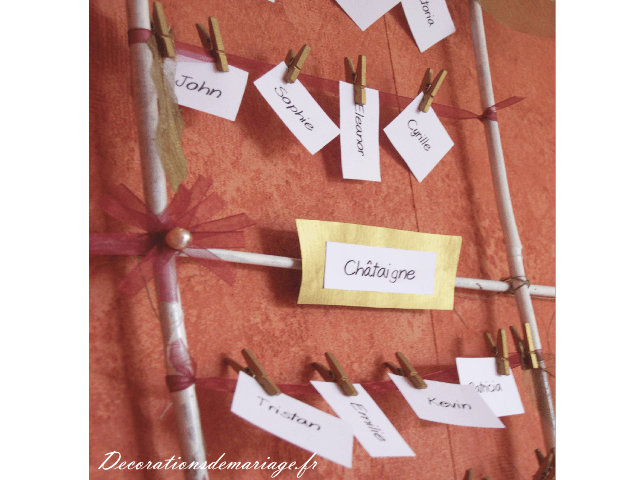   décoration mariage table loisirs créatifs faire soi même bricolage thème automne plan de table rentrée des classes pince à linge