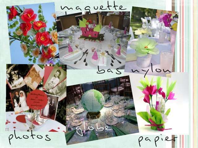 centre de table mariage maquette châtau fort fleurs en bas nylon photo globe