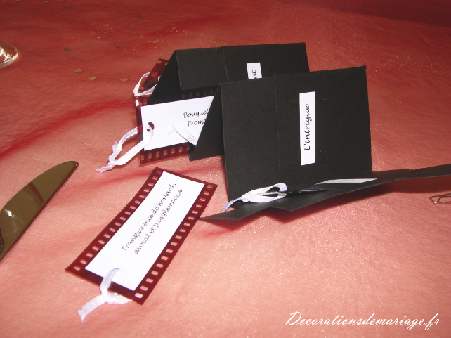    décoration mariage table thème cinéma losirs créatifs bricolage faire soi même menu caméra