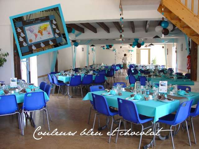  contribution décoration mariage  bleu et chocolat thème mer