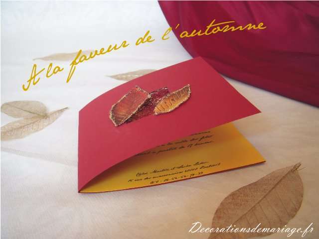 realisation faire-part invitation mariage automne explication carte tissu