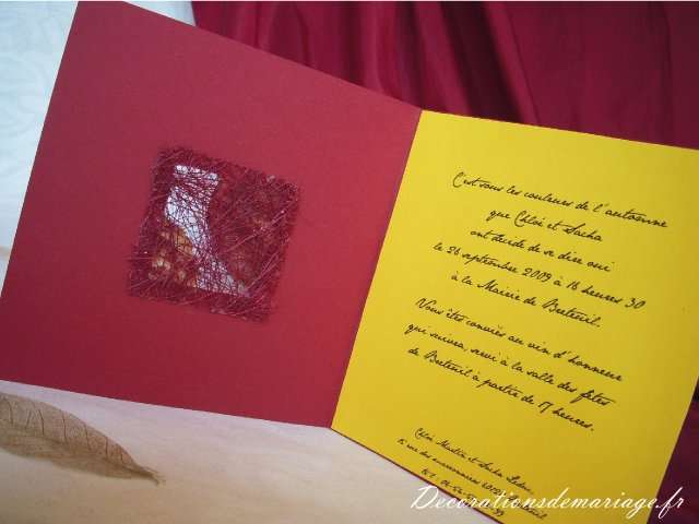 realisation faire-part invitation mariage automne mode d'emploi fiche technique sisal