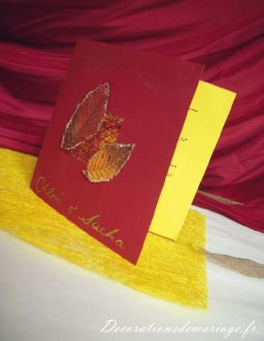 realisation faire-part invitation mariage automne tutoriel carte tissu