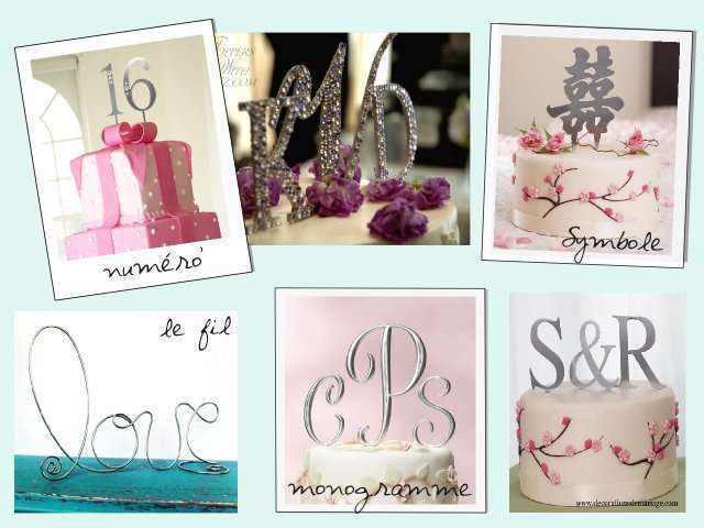 figurine mariage monogramme pièce montée gateau
