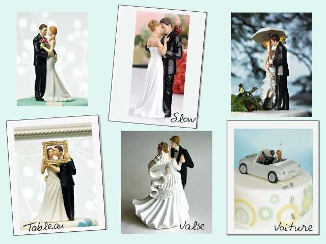 figurine mariage romantique pièce montée gateau