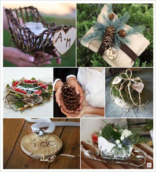 mariage hiver porte alliance traineau rondin pomme de pin mariage hiver porte alliance traineau rondin pomme de pin