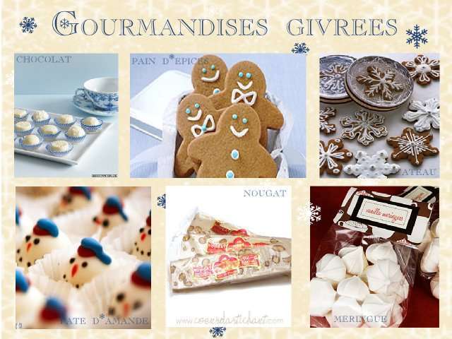 décoration mariage idées thème hiver montagne cadeaux invités pain d'épice gâteau flocon bonhomme de neige en pâte d'amande chocolat nougat meringue