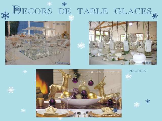 décoration mariage idées thème hiver montagne centre de table miroir et verre boules de noel élan cerf 