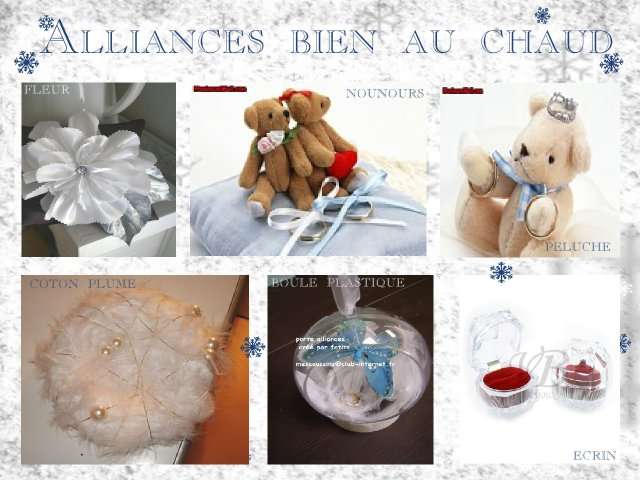 décoration mariage idées thème hiver montagne porte alliancécrin plastiquee fleur blanche nounous peluche coton et plume boule plastique transparent 
