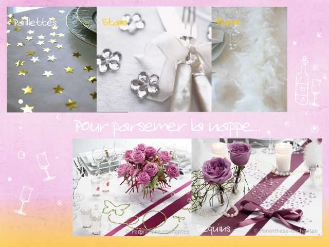 decoration de table à parsemer paillettes étoiles strass sequins plumes