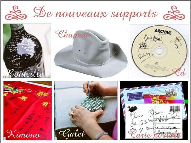  livre d'or mariage original bouteille de vin chapeau de cowboy western lettres cartes postales voyage galets satinchinois tissu  disque cd musique