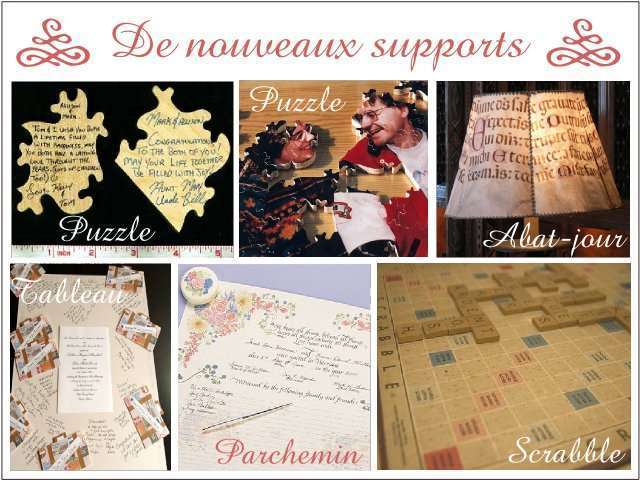 livre d'or mariage origina puzzle jeu abat jour lampe  scrabble tableau parchemin médieval