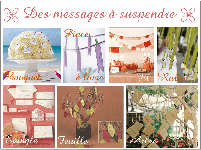  livre d'or mariage original bouquet champêtre fil à linge ruban suspendu arbre à voeux epingle 