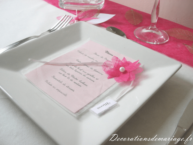  Décoration mariage idées thème marais jardin aquatique menu nénuphar pochette tissu tulle perle bricolage faire soi même loisirs créatifs