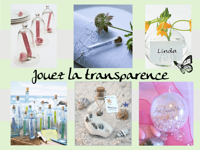  idées marque place mariage loisirces créatifs bricolage faire soi même cloche sous verre fiole tube à essai verre boule transparente plastique bouteille mer cvase porte nom