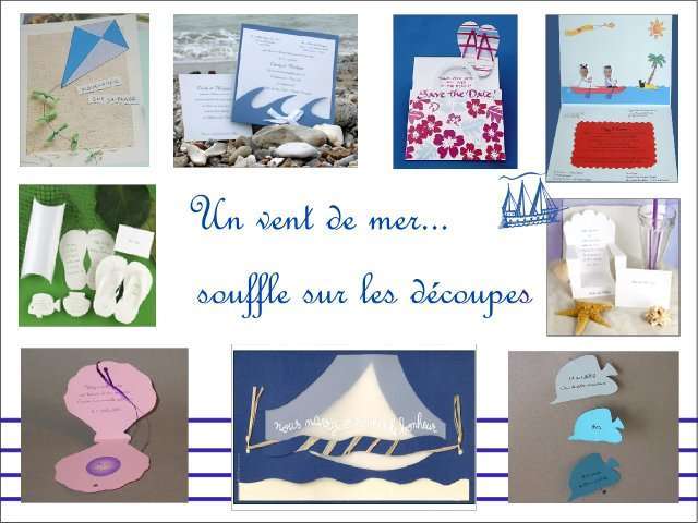  Décoration mariage idées thème mer faire-part cerf volant tongs vague photo transat chaise longue poisson coquillage bateau voilier