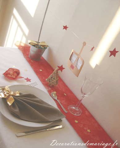   décoration table mariage idées thème montagne noel 
