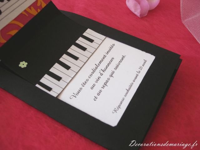 décoration mariage idées thème musique faire part piano décoration mariage idées thème musique faire part piano noir et fuchsia carte origami scrapbooking loisirs créatifs faire soi même