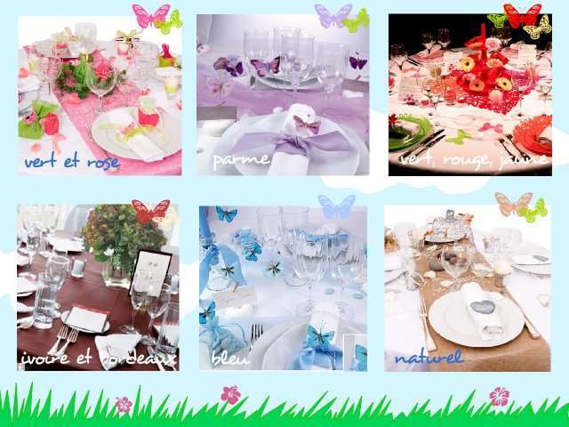  décoration mariage idées thème papillon couleurs table