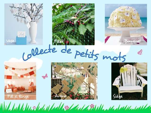  décoration mariage papillon livre d'or original arbre à voeux  bouquet fil à linge siège de jardin 