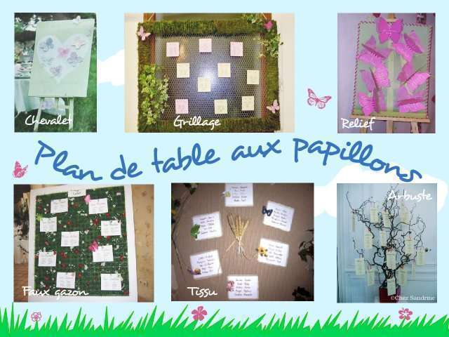  décoration mariage idées thème papillon nature champêtre plan de table chevalet grillage faux gazon 