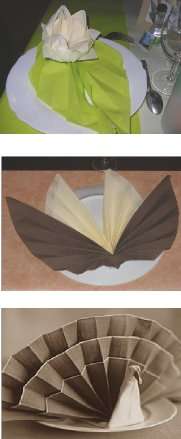   pliage de serviettesomposé nénuphar lotus ailes d'ange le paon