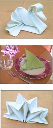 pliage de serviette cygne demi étoile tricorne