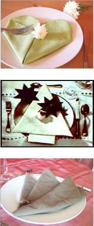   pliage de serviette coeur sapin 3 pointes