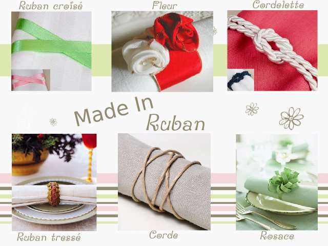  rond de serviette de table loiris créatifs bricolage ruban croisé fleur en ruban corde cordelette noeud thème marin mer champêtre 
