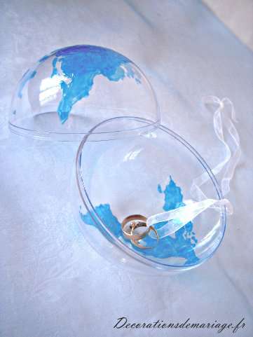 porte alliances globe, mariage voyage, réaliser, faire soi même, boule plastique, windows color