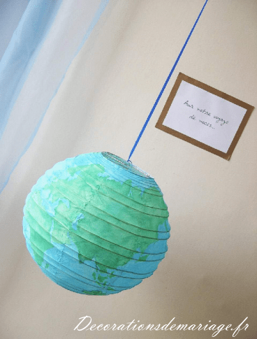 décoration mariage idées thème voyage urne globe décoration mariage idées thème voyage urne globe en lampion boule chinois peint de papier loisirs créatifs faire soi même bricolage