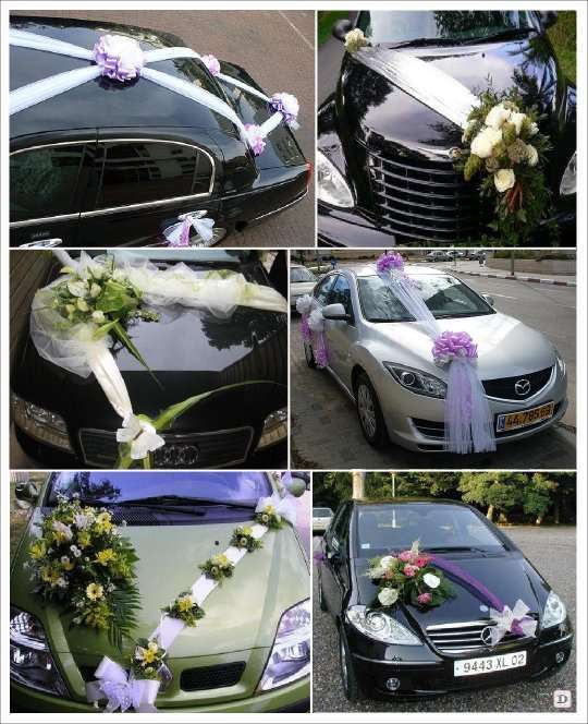 Ensemble d'arcs de ruban de plaque de fleur de voiture de mariage